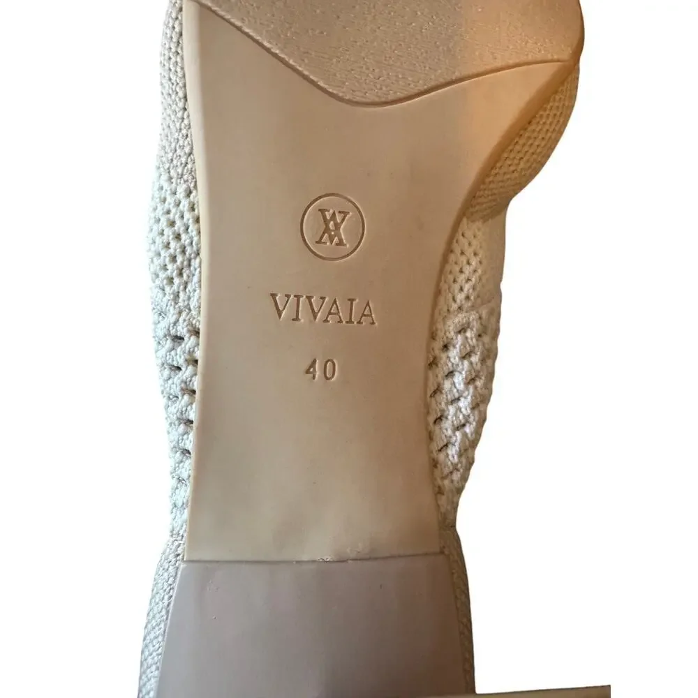 Vivaia Melissa Perforated Knit Sock Ankle Boots EU 40 US 9 Beige Square Toe